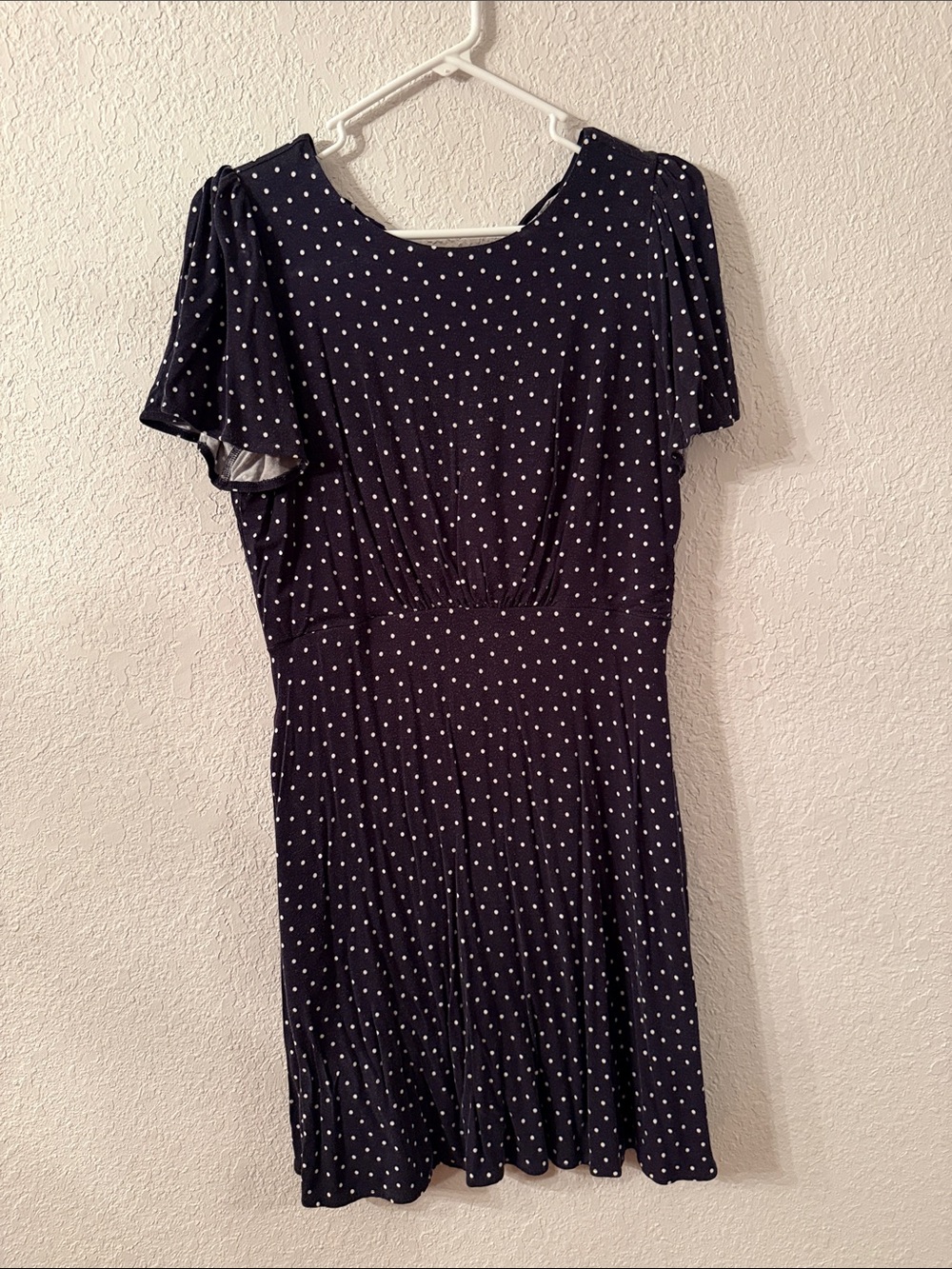 LOFT Black Midi Dress with White Polka Dots